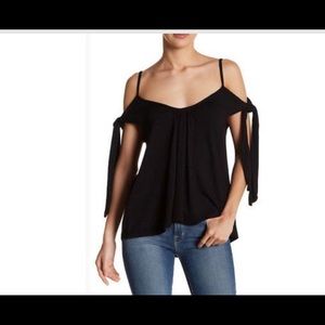 Free People- Cold Shoulder Relaxed Top Black